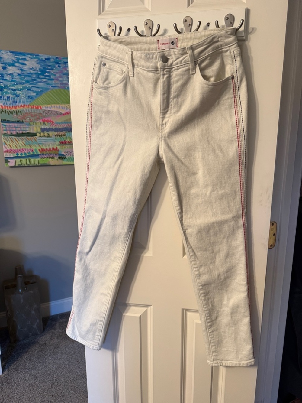 SUNDRY Slim Straight Embroidered Jeans size 29